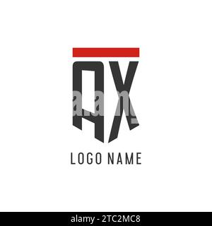 Logo eSport AX initial avec graphisme vectoriel de style de conception de bouclier simple Illustration de Vecteur