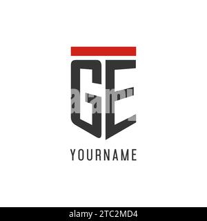 Logo eSport initial GE avec graphique vectoriel de style Shield simple Illustration de Vecteur