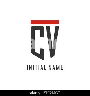 Logo eSport initial CV avec graphique vectoriel de style de conception de bouclier simple Illustration de Vecteur