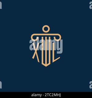 Initiale XL pour logo de cabinet d'avocats, logo d'avocat avec icône de pilier Illustration de Vecteur