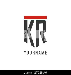 Logo eSport initial KR avec graphisme vectoriel de style bouclier simple Illustration de Vecteur