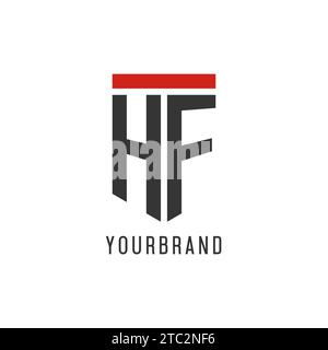 Logo eSport initial HF avec graphisme vectoriel de style Shield simple Illustration de Vecteur