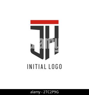 Logo eSport initial JH avec graphique vectoriel de style de conception de bouclier simple Illustration de Vecteur