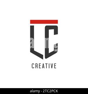 Logo eSport initial LC avec graphisme vectoriel de style bouclier simple Illustration de Vecteur