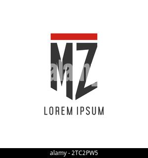 Logo eSport initial MZ avec graphisme vectoriel de style bouclier simple Illustration de Vecteur