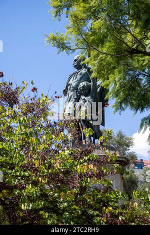 Statue du général Marquez de sa da Bandeira (défenseur de l'abolition de l'esclavage) dans le Jardim Dom Luis,. Lisbonne, Portugal Banque D'Images