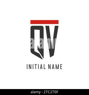 Logo eSport initial QV avec graphique vectoriel de style de conception de bouclier simple Illustration de Vecteur