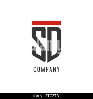 Logo eSport initial SD avec graphisme vectoriel de style bouclier simple Illustration de Vecteur