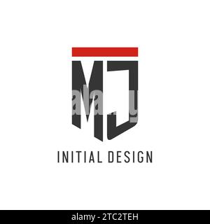 Logo eSport initial MJ avec graphique vectoriel de style de conception de bouclier simple Illustration de Vecteur