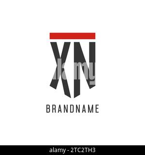 Logo eSport initial XN avec graphisme vectoriel de style bouclier simple Illustration de Vecteur