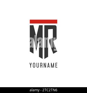 Logo eSport initial MR avec graphisme vectoriel de style bouclier simple Illustration de Vecteur