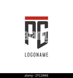 Logo eSport initial PG avec graphisme vectoriel de style bouclier simple Illustration de Vecteur