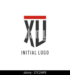Logo eSport initial XU avec graphique vectoriel de style de conception de bouclier simple Illustration de Vecteur