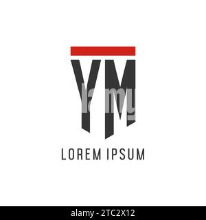 Logo eSport initial YM avec graphique vectoriel de style de conception de bouclier simple Illustration de Vecteur