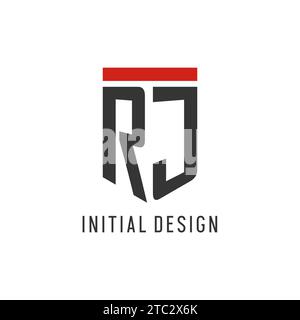 Logo eSport RJ initial avec graphisme vectoriel de style Shield simple Illustration de Vecteur