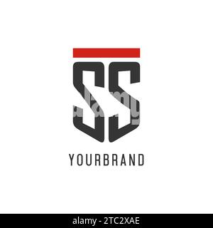 Logo eSport initial SS avec graphisme vectoriel de style bouclier simple Illustration de Vecteur