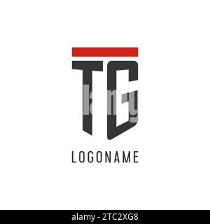 Logo eSport initial TG avec graphisme vectoriel de style bouclier simple Illustration de Vecteur