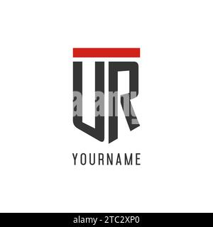 Logo eSport initial UR avec graphisme vectoriel de style bouclier simple Illustration de Vecteur