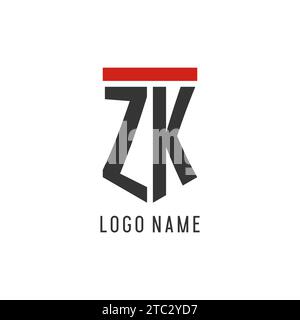 Logo eSport initial ZK avec graphique vectoriel de style de conception de bouclier simple Illustration de Vecteur