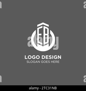 Logo de ligne ronde de cercle EB initial, graphisme vectoriel d'idées de conception de logo d'entreprise abstraite Illustration de Vecteur