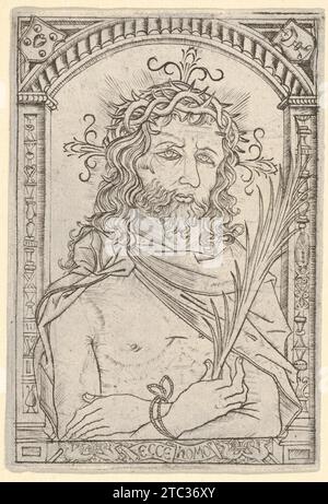 Christ comme l'homme des peines situé dans un cadre orné 1956 par Nicoletto da Modena Banque D'Images