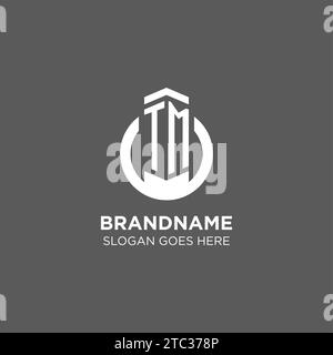 Logo de ligne ronde de cercle initial de TM, graphisme vectoriel d'idées de conception de logo d'entreprise abstraite Illustration de Vecteur