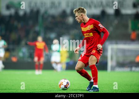 Farum, Danemark. 09 décembre 2023. Lucas Hogsberg (24) du FC Nordsjaelland vu lors du match de la coupe Oddset entre l'Akademisk BK et le FC Nordsjaelland à droite vers Dream Park à Farum. (Crédit photo : Gonzales photo - Dejan Obretkovic). Banque D'Images