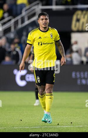 Columbus, Ohio, États-Unis. 9 décembre 2023. L'attaquant de l'équipage de Columbus Cucho Hernández (9). Columbus Crew remporte sa troisième Coupe MLS, battant les champions en titre LAFC 2-1. (Kindell Buchanan/Alamy Live News) Banque D'Images