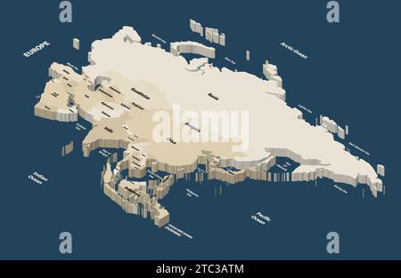 Asie politique carte vectorielle isométrique détaillée Illustration de Vecteur