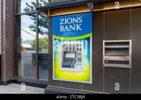 Un guichet automatique Zions Bank à Salt Lake City, Utah, États-Unis Banque D'Images