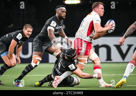 Nanterre, France, France. 10 décembre 2023. Siya KOLISI de Racing 92 et Alex DOMBRANDT de Harlequins lors du match de poule 2 de la coupe des Champions Investec entre Racing 92 et Harlequins à Paris la Defense Arena le 10 décembre 2023 à Nanterre près de Paris. (Image de crédit : © Matthieu Mirville/ZUMA Press Wire) USAGE ÉDITORIAL SEULEMENT! Non destiné à UN USAGE commercial ! Crédit : ZUMA Press, Inc./Alamy Live News Banque D'Images