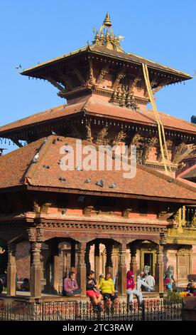 Népal, Patan, Durbar Square, Mani Mandapa Pavilion, Bhimsen Temple, Banque D'Images