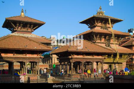 Népal, Patan, Durbar Square, Mani Mandapa Pavilions, Bhimsen Temple, Banque D'Images