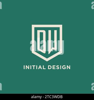 Logo initial DW monogramme bouclier de forme géométrique graphique vectoriel de conception Illustration de Vecteur