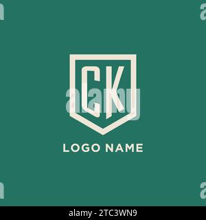 Logo initial CK monogramme bouclier de forme géométrique graphique vectoriel de conception Illustration de Vecteur