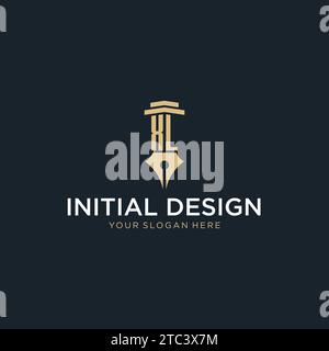Logo initial monogramme XL avec stylo plume et idées de conception de style pilier Illustration de Vecteur