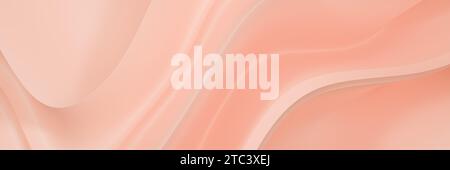 Vagues douces dynamiques. Forme de courbe. Fond de pêche abstrait. Rendu 3D. Banque D'Images