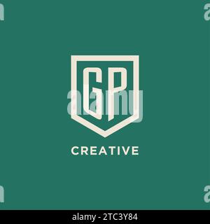 GP logo initial monogramme bouclier graphique vectoriel de conception de forme géométrique Illustration de Vecteur