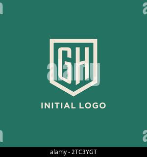 GH logo initial monogramme bouclier de forme géométrique graphique vectoriel de conception Illustration de Vecteur