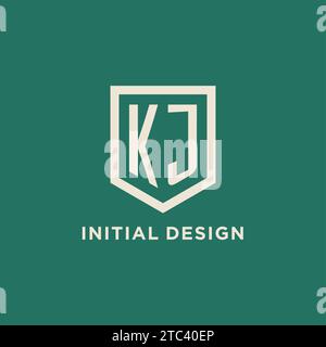 KJ logo initial monogramme bouclier de forme géométrique graphique vectoriel de conception Illustration de Vecteur