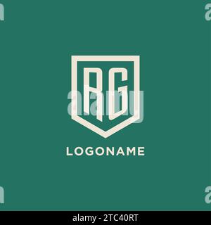 RG logo initial monogramme bouclier de forme géométrique graphique vectoriel de conception Illustration de Vecteur