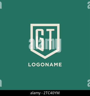 Logo initial GT monogramme bouclier de forme géométrique graphique vectoriel de conception Illustration de Vecteur