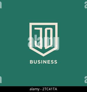JO initial logo monogramme bouclier de forme géométrique graphique vectoriel de conception Illustration de Vecteur
