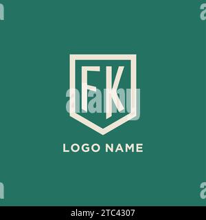 Logo initial FK monogramme bouclier graphique vectoriel de conception de forme géométrique Illustration de Vecteur