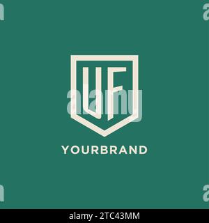 UF logo initial monogramme bouclier de forme géométrique graphique vectoriel de conception Illustration de Vecteur