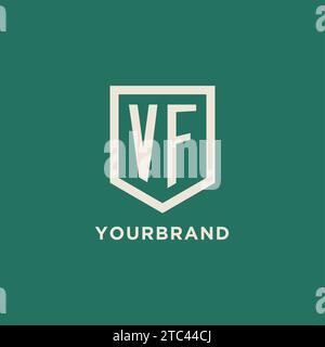 Logo initial VF monogramme bouclier de forme géométrique graphique vectoriel de conception Illustration de Vecteur