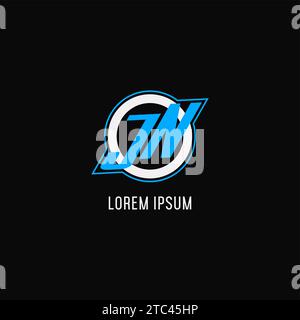 Ligne de cercle initiale de logo JN, graphique vectoriel de style monogramme de logo d'équipe d'eSport créatif Illustration de Vecteur