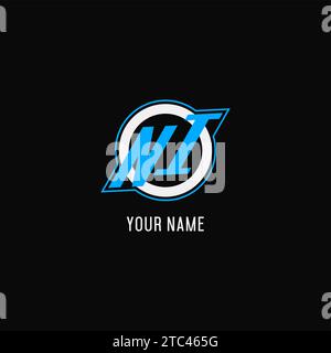 Ligne de cercle initiale de logo ni, graphique vectoriel de style monogramme de logo d'équipe d'eSport créatif Illustration de Vecteur