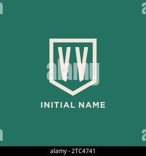 Logo initial VV monogramme bouclier de forme géométrique graphique vectoriel de conception Illustration de Vecteur