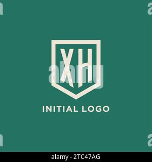 Logo initial XH Monogram Shield graphique vectoriel de conception de forme géométrique Illustration de Vecteur